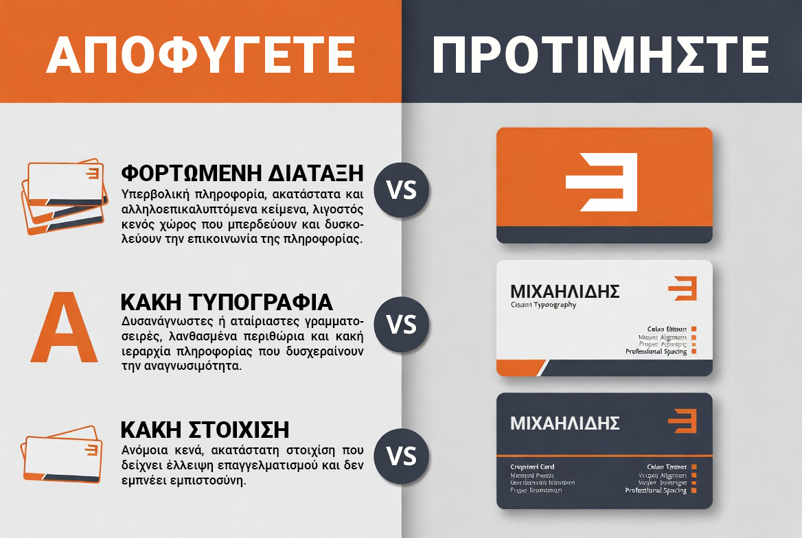 Αποφύγετε τα συνηθισμένα λάθη στον σχεδιασμό επαγγελματικής κάρτας