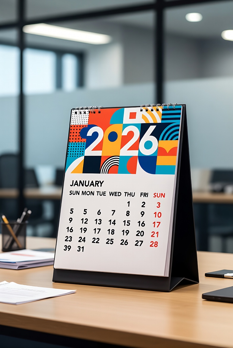 Επιτραπέζιο ημερολόγιο σπιράλ με λογότυπο και πλάτη από μαύρο χαρτόνι