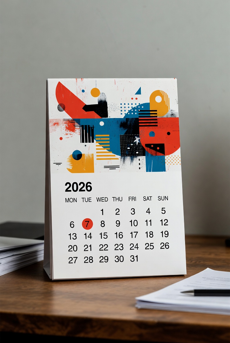 Επιτραπέζιο ημερολόγιο σπιράλ γραφείου με λευκό χαρτόνι